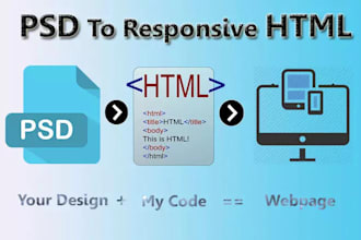 convert psd to html, xd to html, sketch to html responsive