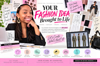 produce a sketch and tech pack for clothing or handbags
