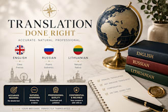 translate from english to russian, lithuanian and vice versa