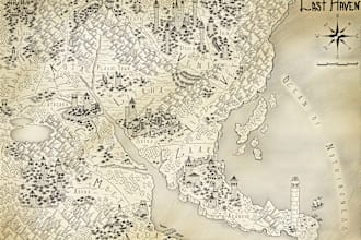illustrate medieval fantasy and sci fi maps