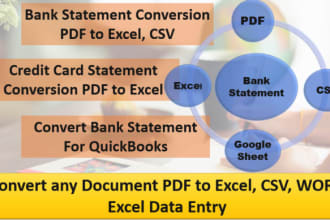 convert bank statement PDF to excel, CSV, google sheet