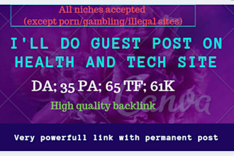 provide high quality SEO backlinks for health niche