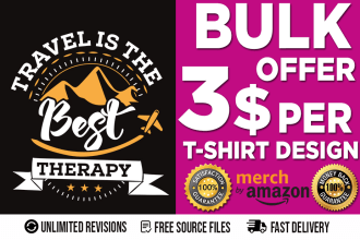 do trendy bulk tshirt design for merch by amazon or others