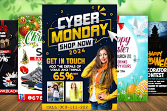 make halloween, cyber monday, christmas , black friday flyer