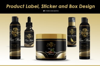 design product label, packaging, sticker and box