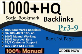 rank your website google 1st page by SEO bookmark backlink