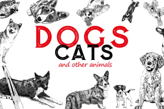 create dog, cat illustration in vector format