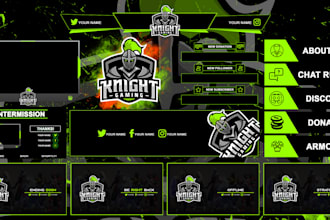 design twitch overlay, screen and logo for your stream package