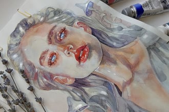 draw outstanding watercolor portrait