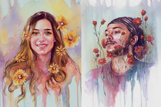 draw outstanding watercolor portrait
