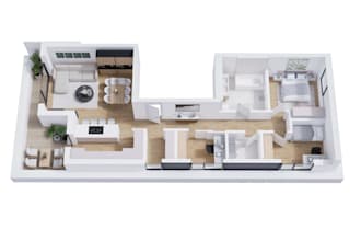 create a 3d floor plan with texture and furniture