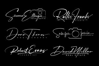 design signature, handwritten, scripted, photography logo