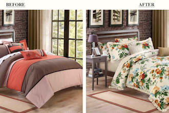 replace bedsheet design on a modern bedroom