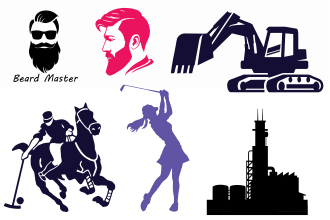 draw vector silhouette and stencil black and white