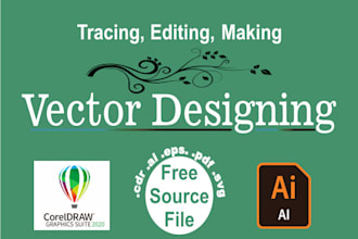 vector drawing, designing in adobe illustrator or corel draw