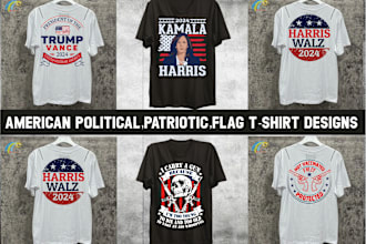 do political, patriotic, retro flag  and trump t shirt design
