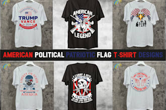 do political, patriotic, retro flag  and trump t shirt design