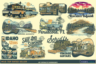 create hand drawn vintage outdoor adventure design logo