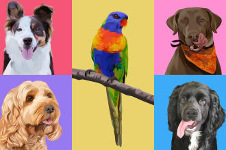draw your cat, dog, or any pet into cartoon vector portrait