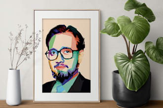 make a custom pop art portrait in geometric cubism style