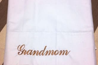 embroider your name on a white pillowcase