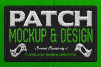 make a mockup image or design of  apparel patch label logo