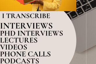 transcribe english interviews videos lectures phone calls etc