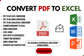 convert pdf to excel, word and data entry