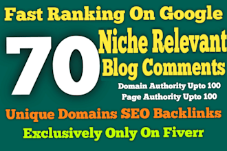 70 niche relevant blog comments backlinks