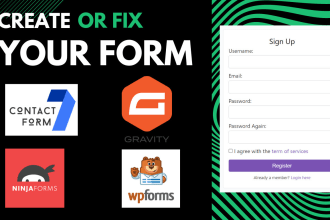 create or fix wordpress contact form 7, gravity, ninja, wpform