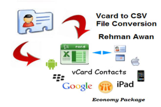 convert your vcard, vcf contact list to excel, CSV, xlsx