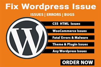 fix any wordpress issues, errors, bugs, css, provide wp help