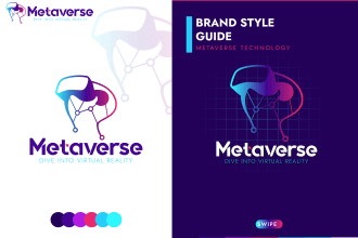 do modern tech company startup logo with brand style guide