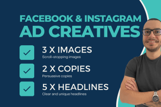 design facebook ad creative images, copy and headlines
