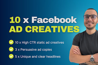 design facebook ad creative images, copy and headlines