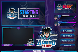 design your complete twitch overlay package and mascot logo