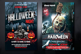 do halloween flyer design for horror party and event