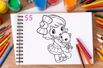 illustrate children and adult coloring book pages
