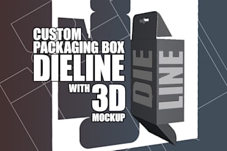 create dieline, die cutcut or line of custom packaging box