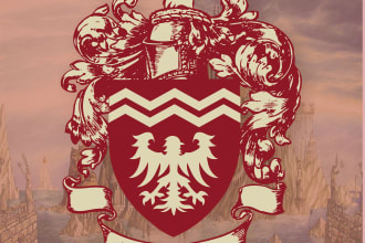 create vintage crest  luxury shield original family logo or coat of arms for you