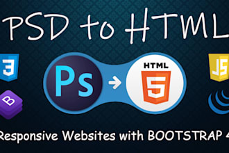 convert psd to HTML css responsive bootstrap