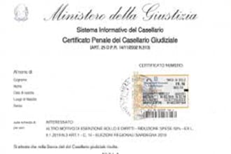 ask for your certificate of criminal records at the ministry of justice in rome