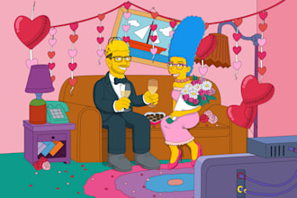 draw you as the best simpson yellow cartoon character