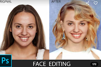 do realistic face swap or any professional photoshop editing
