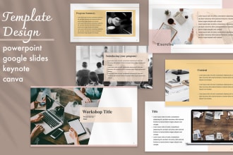 create powerpoint, google slides or canva master template for business startup