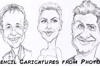 hand draw HQ pencil caricature from your photo