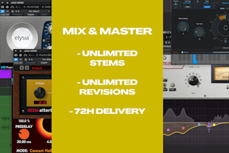 professionally mix master your song in 72h unlimited revisions