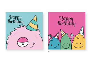 design kids birthday greeting cards and backdrop