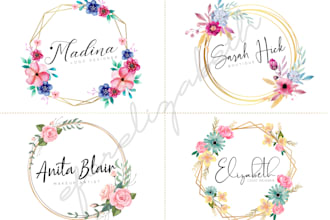 make most attractive watercolor floral logo for you