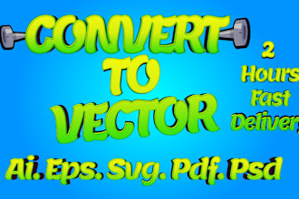 convert logo to vector ai,psd,png,eps,pdf,svg,dst,emb within 30 mints